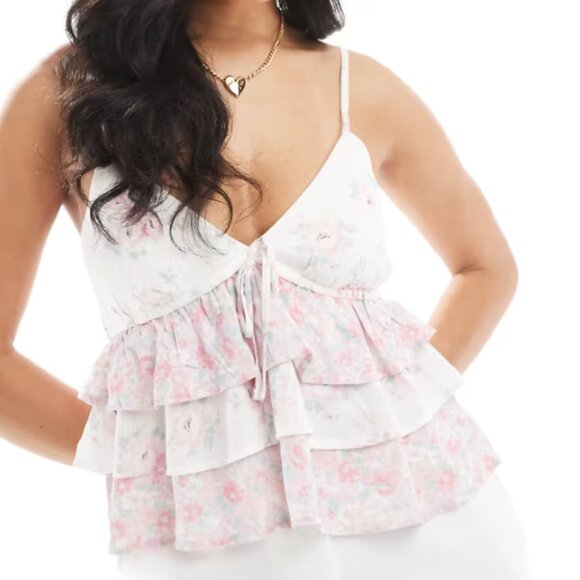Hollister Spaghetti Strap V Neck Tiered Top - Picture 1 of 4